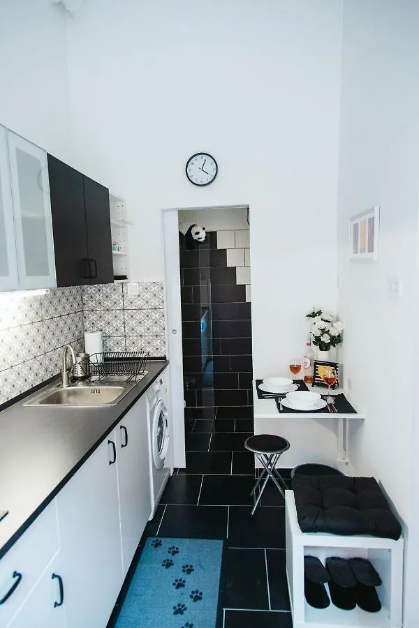 Black & White Apartment With A Gift Soft Panda Budapest