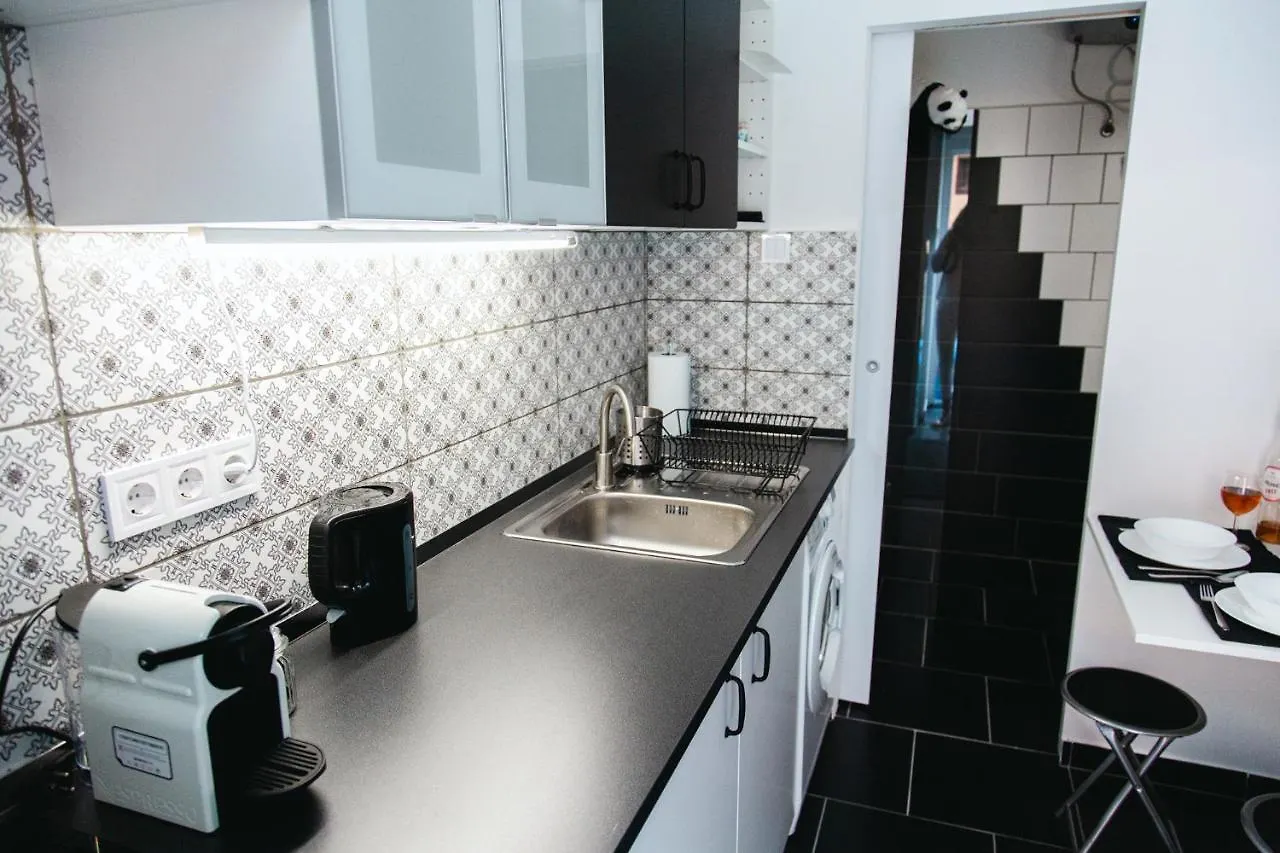 Black & White Apartment With A Gift Soft Panda Budapest